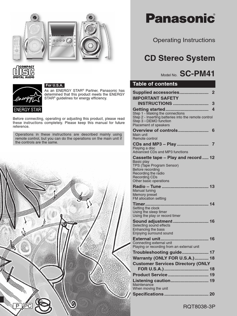 Panasonic SC-PM41 | PDF | Ac Power Plugs And Sockets