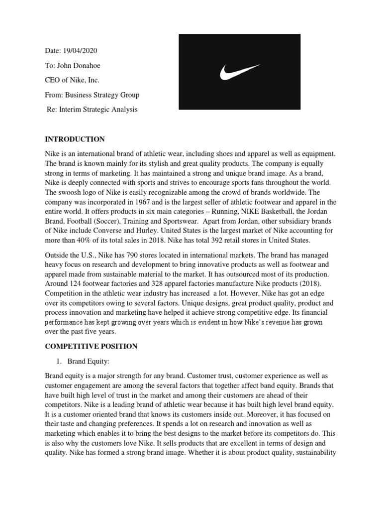Nike's Strategic Analysis 2020 | PDF | Nike | Brand