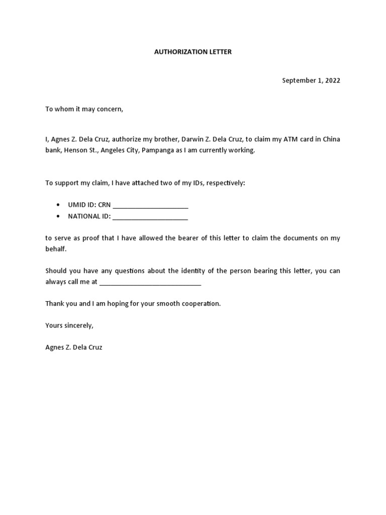 Authorization Letter | PDF