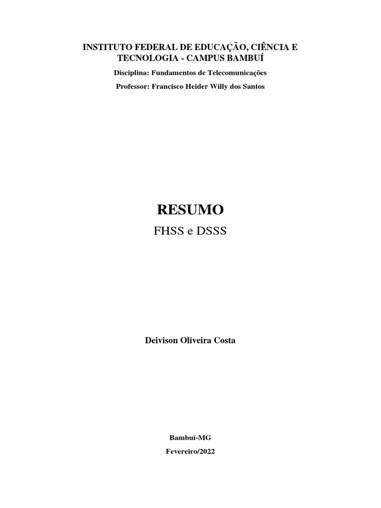 Espectro de Propagação FHSS e DSSS | PDF | Radiodifusão | Frequência