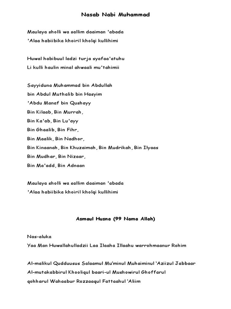 Nasab Nabi Muhammad | PDF | Muhammad | Arabs