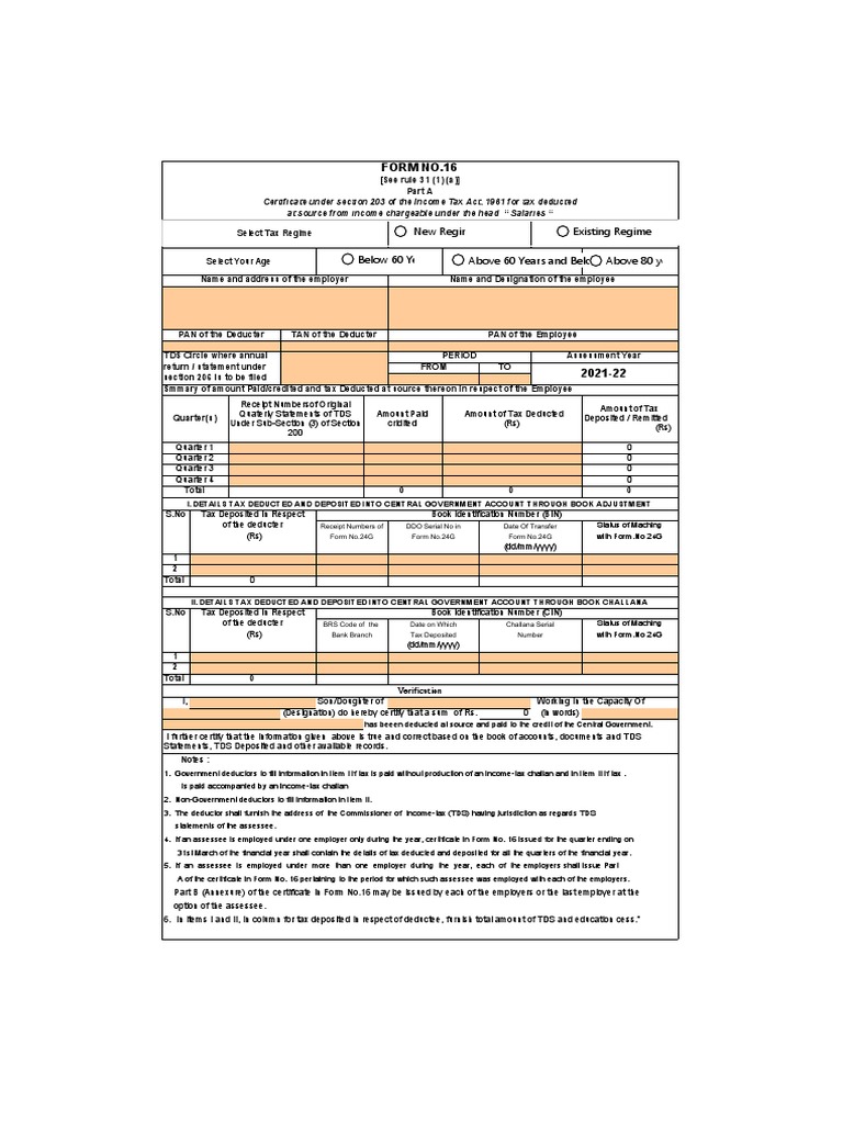 Form 16 in excel format for ay 2021 22 fy 2020 21 pdf employee