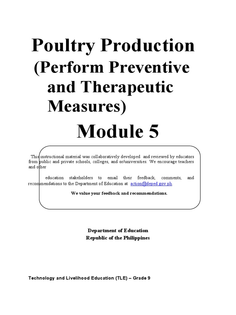 9 TLE - Poultry Production - Module 5 - Perform Preventive N ...