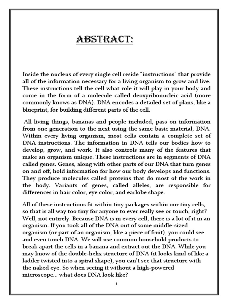 Extraction of DNA From Banana PDF Dna Rna