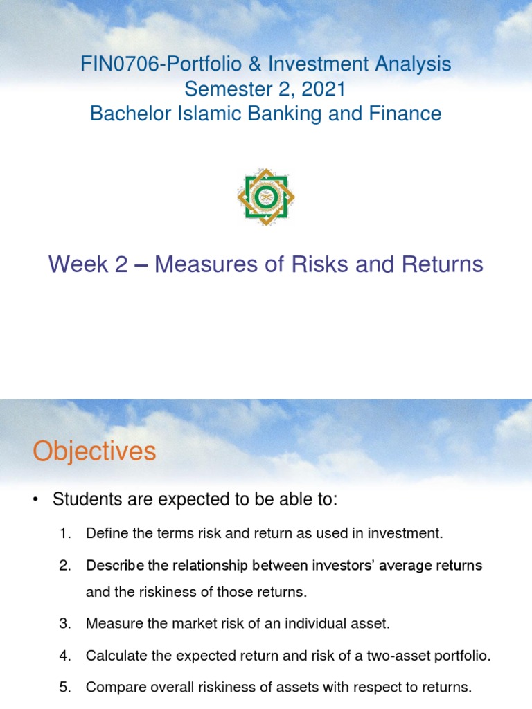 Week 2 - Measures of Risks and Returns | PDF | Financial Risk | Capital ...