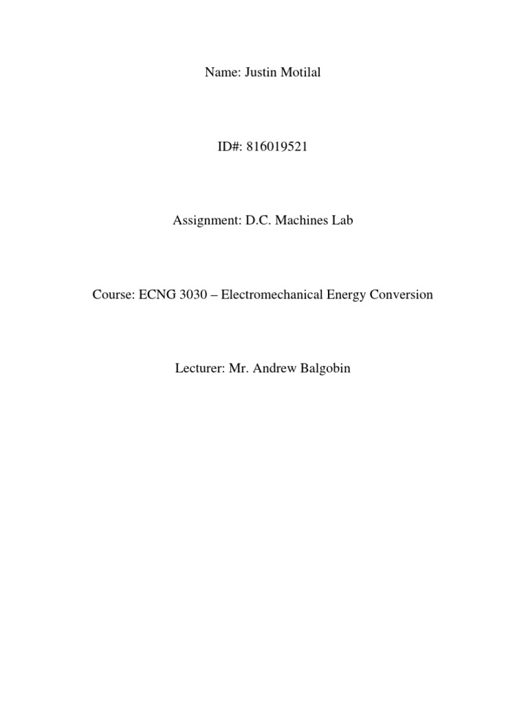 D.C. Machines Lab Report Summary | PDF | Electric Motor | Electric ...