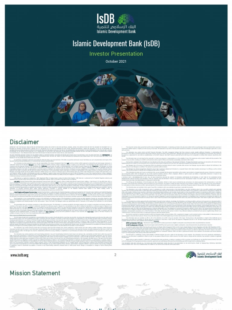 IsDB Investor Presentation (October 2021) | PDF | Securities (Finance ...