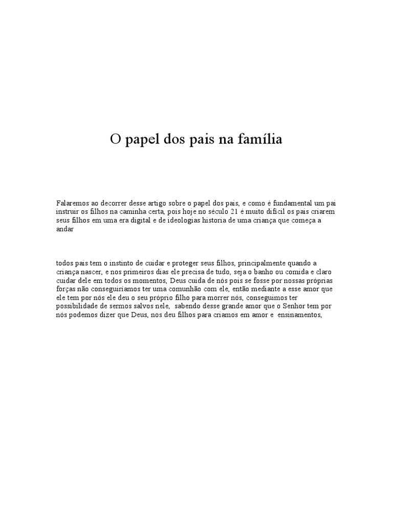 O Papel dos Pais na Educação dos Filhos | PDF | Amor | Família