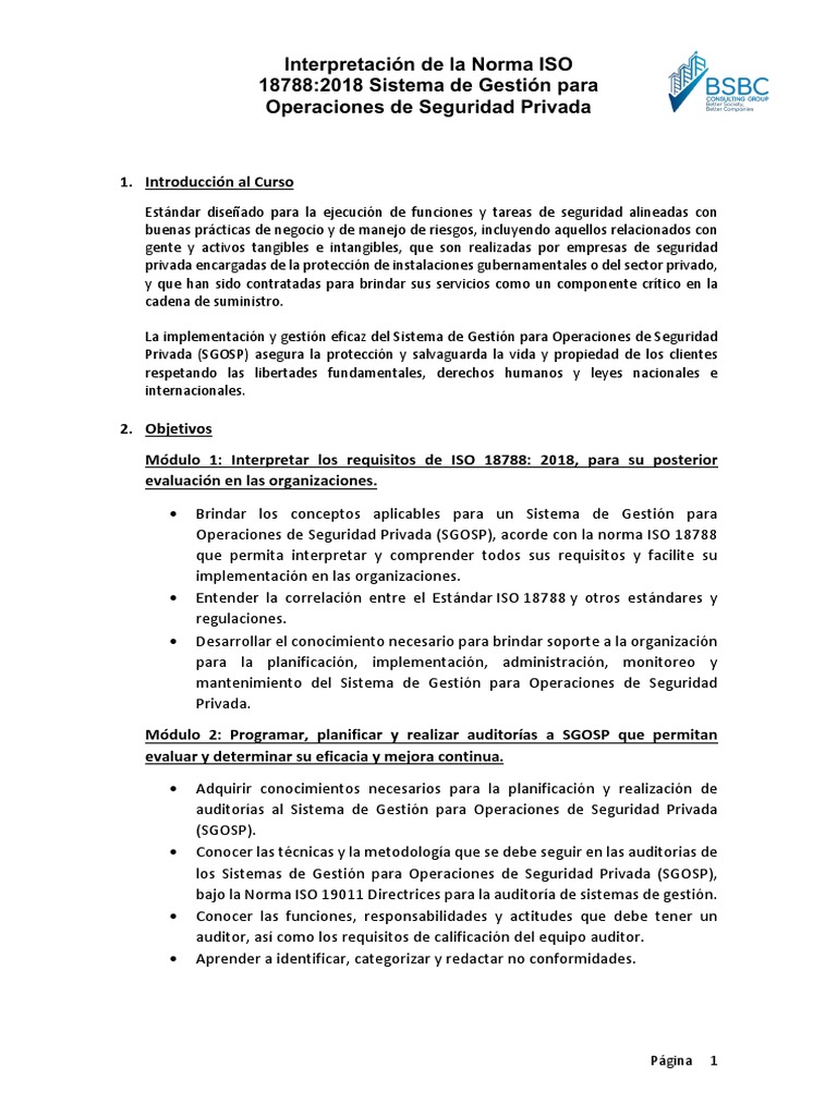 Curso ISO 18788: Gestión de Seguridad Privada | PDF | La seguridad ...