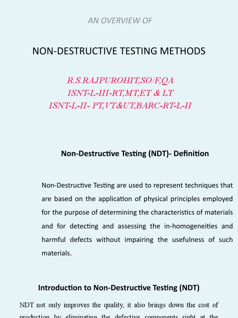 Overview of Non-Destructive Testing Methods | PDF | Inductor ...