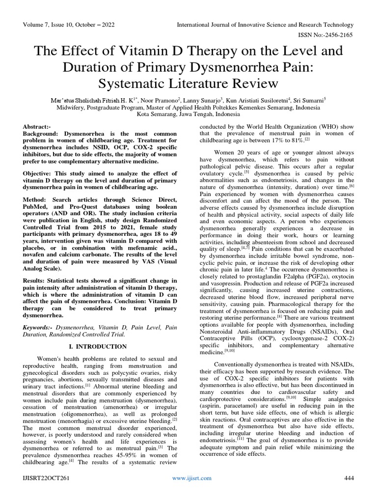 The Effect of Vitamin D Therapy On The Level and Duration of Primary