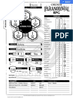 Ficha de agente com perícias e dados bônus