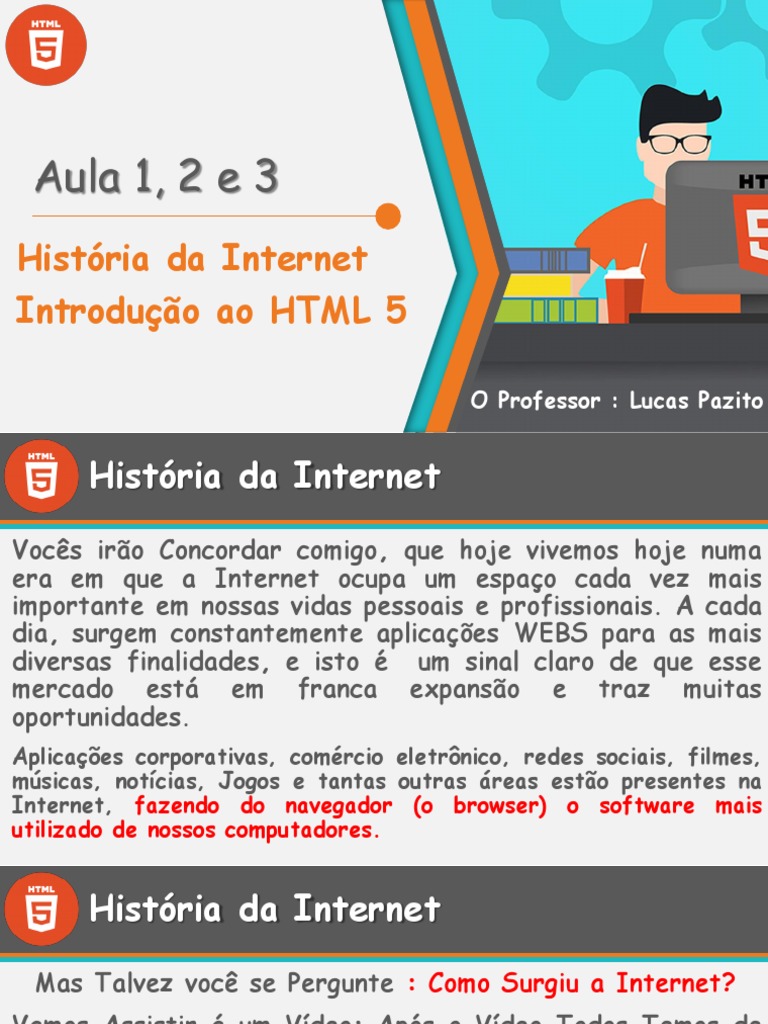 História da Internet e HTML 5 | PDF | Html | Rede mundial de computadores