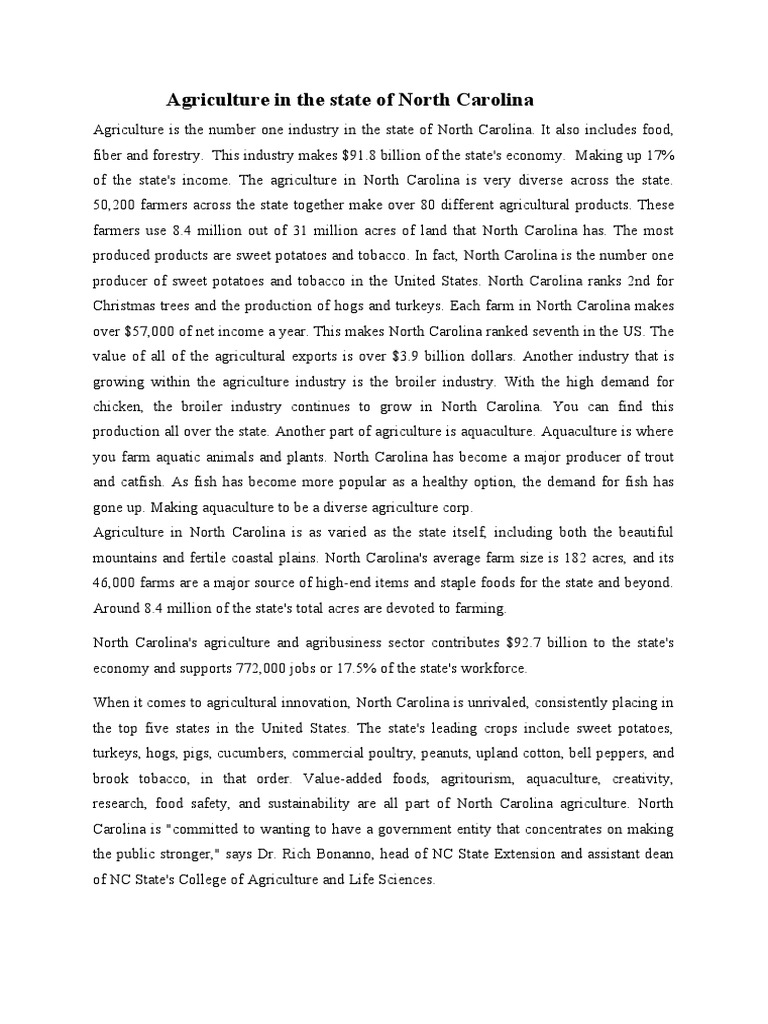 Agriculture PDF Agriculture North Carolina