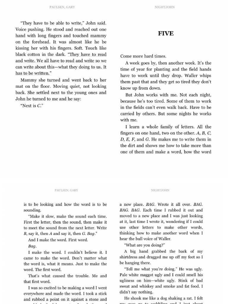 Nightjohn Chapter 5 | PDF