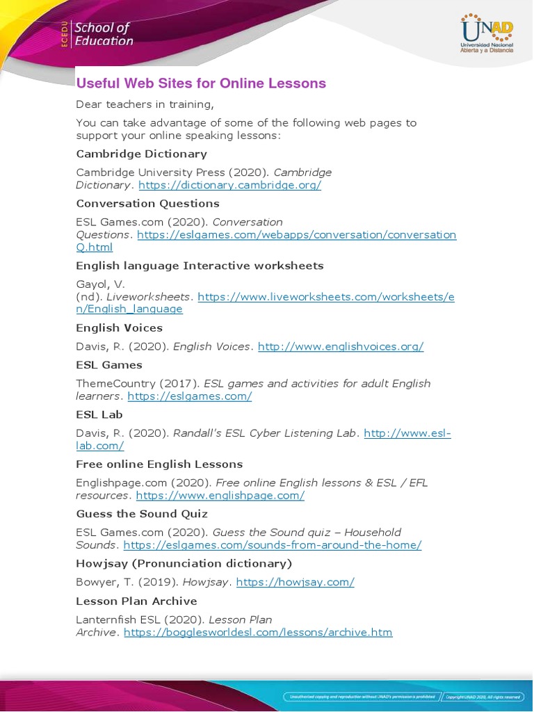 Useful Tools For Online Lessons | PDF | English As A Second Or Foreign ...