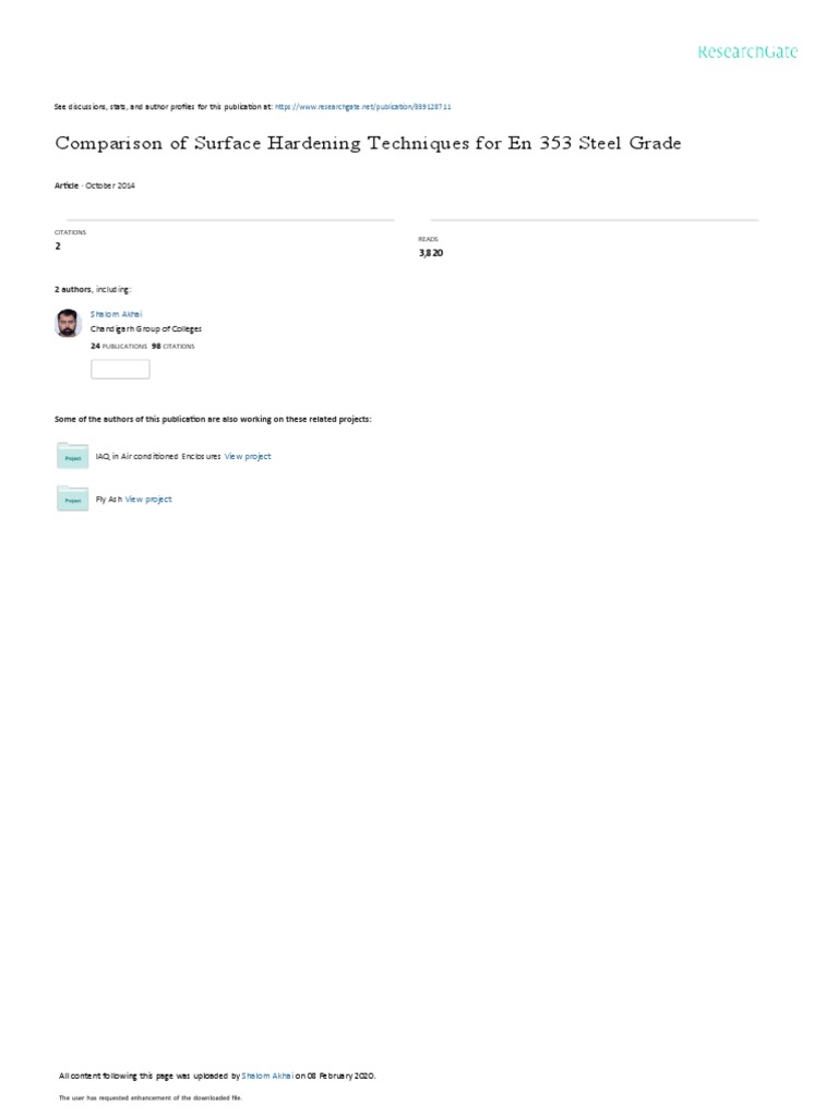 Comparison of Surface Hardening Techniques For en 353 Steel Grade PDF