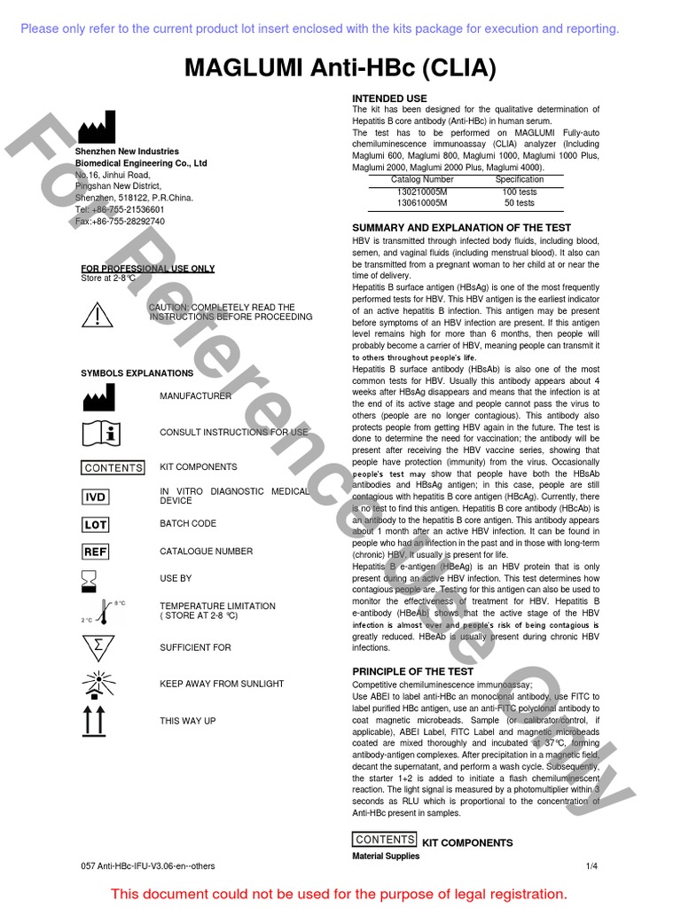 057 Anti-HBc-IFU-V3.06-en-others | PDF | Hepatitis B | Infection