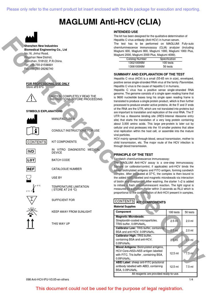 Product lot insert and reagents guide hcv antibody test pdf