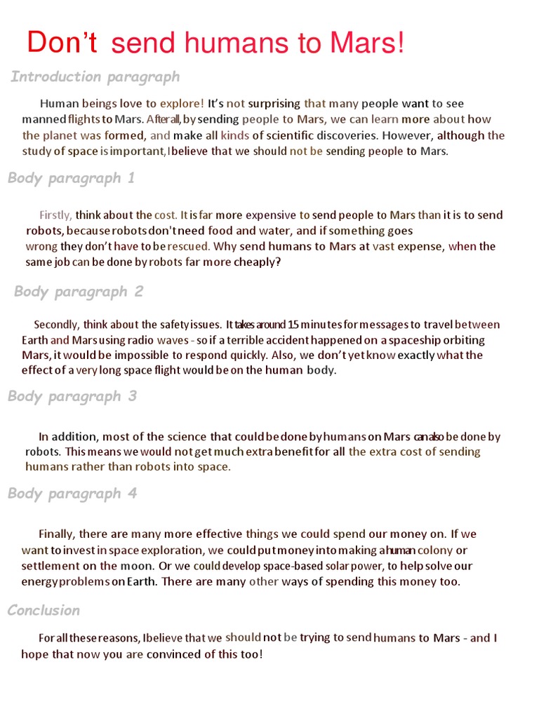 Yr4 Don't Send Humans To Mars (Example) | PDF