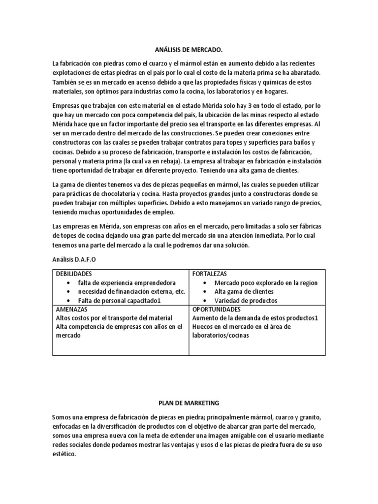 Analisis de Mercado y Plan de Marketing | PDF | Marketing | Mercado ...