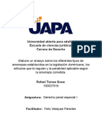 Tipos amenazas legislación dominicana y penalidad