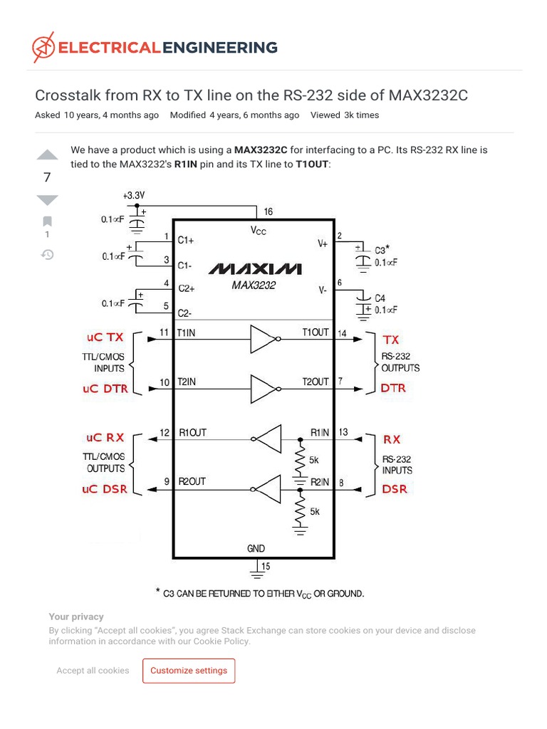 Crosstalk From RX To TX Line On The RS232 Side of MAX3232C PDF