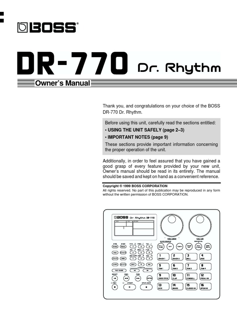 DR-770 Manual | PDF | Drum Kit | Electrical Engineering