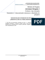 Seminários I: Demonstrando Interesses e Afinidades de Pesquisa