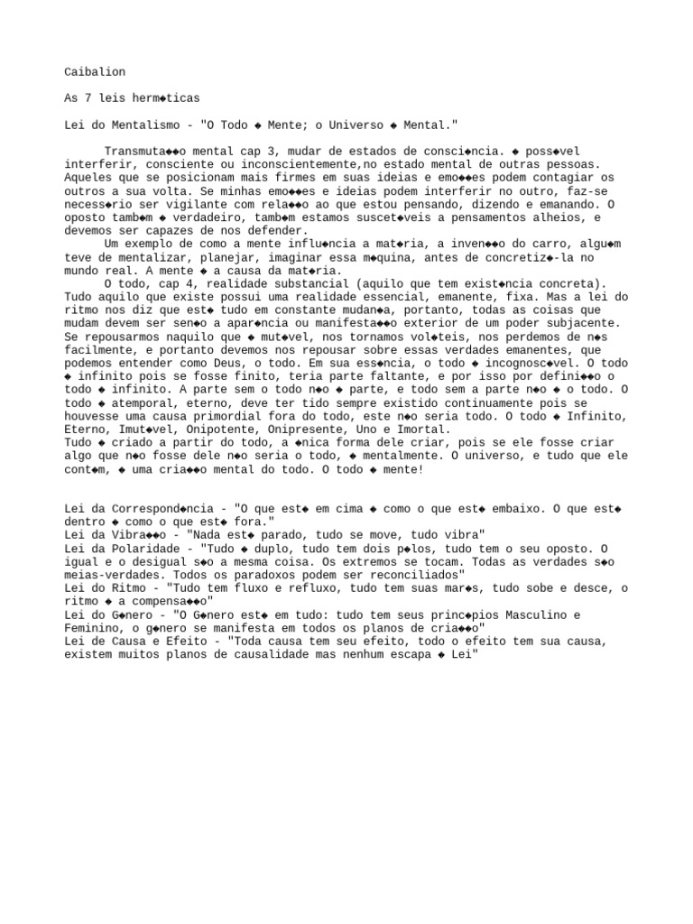 As 7 Leis Herméticas Do Caibalion Pdf Mente Realidade