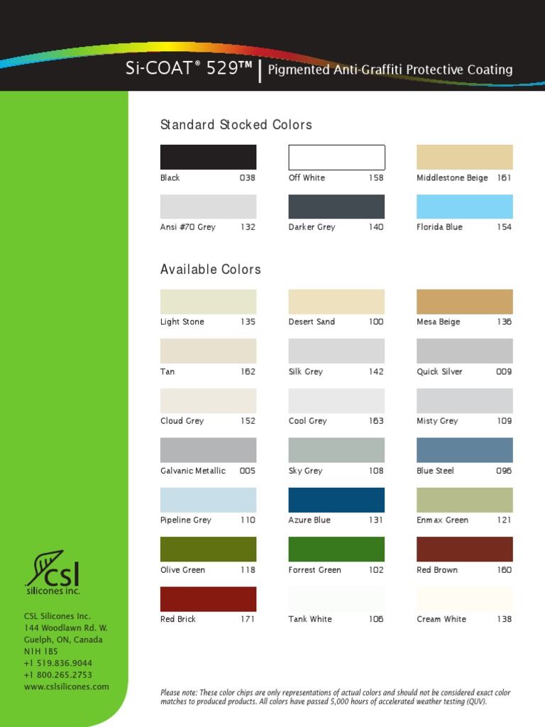 Si Coat 529 ColourChart | PDF