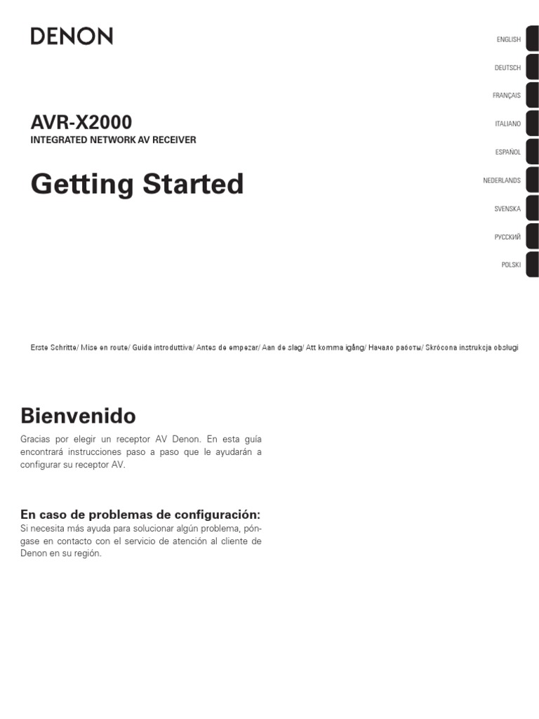 Guía de Inicio Rápido AVR-X2000 | PDF | Ingenieria Eléctrica ...