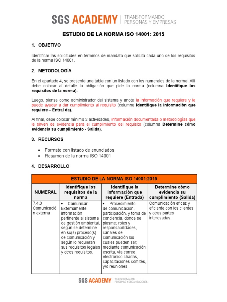 Requisitos de la norma ISO 14001:2015 | PDF | Auditoría | Planificación
