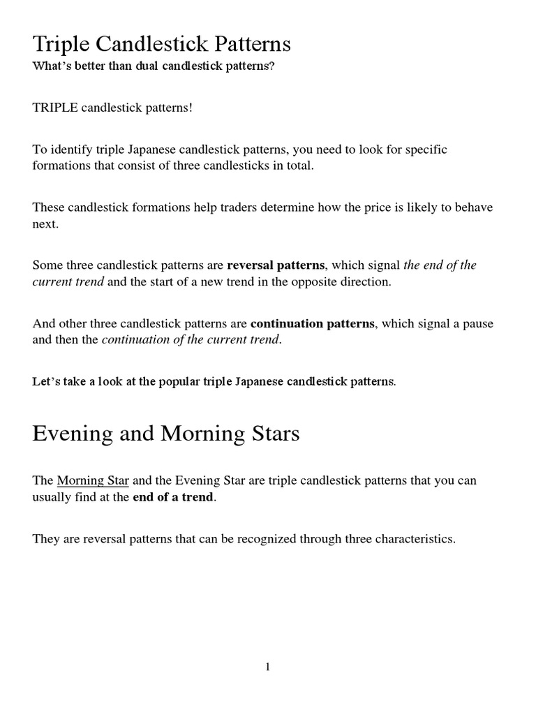 Triple Candlestick Patterns Explained | PDF | Market Trend | Economies