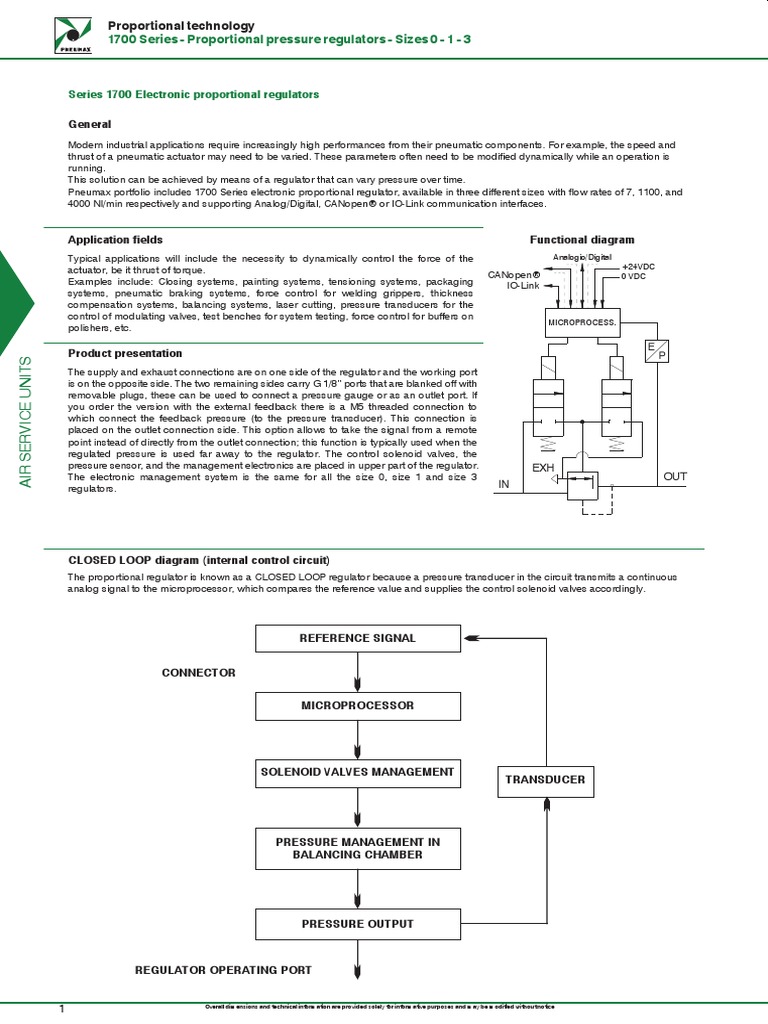 1700 Series Proportional Pressure Regulators Sizes 0 1 3 A4 | PDF ...