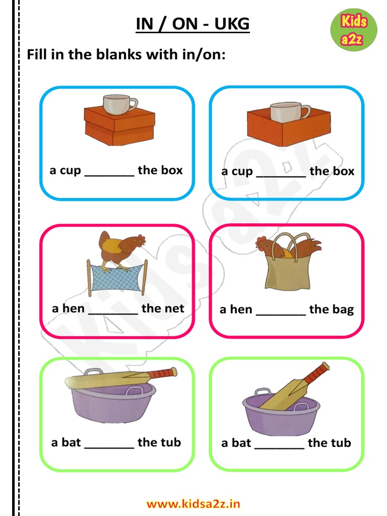 In On Under Ukg English Worksheet 5 PDF