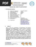 Silabo Taller de Tesis I Plan 2018 (2022-Ii)