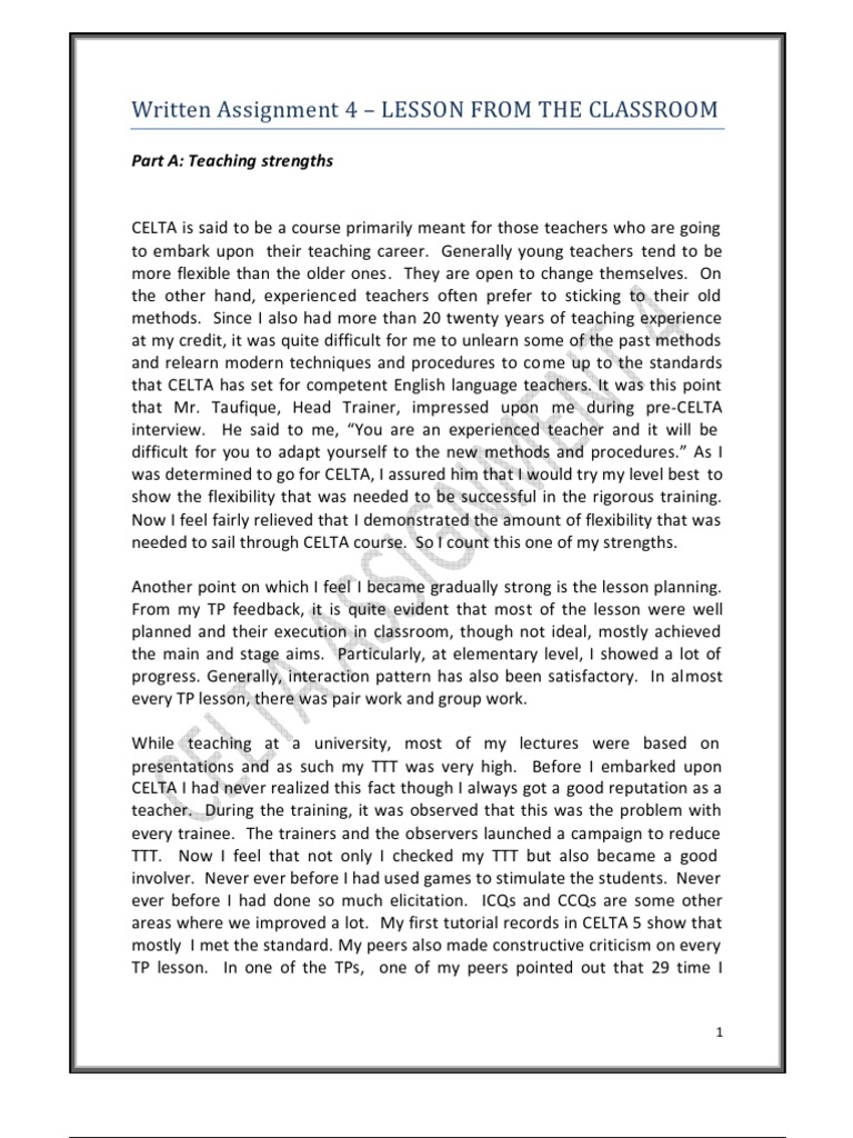 Written assignment 4 pedagogy teachers free 30 day trial scribd