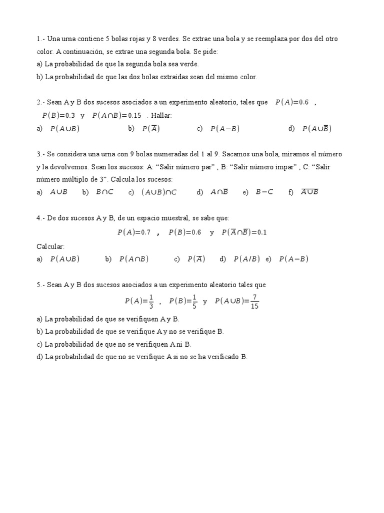Problemas de Probabilidad | PDF | Probabilidad | Probabilidades y ...