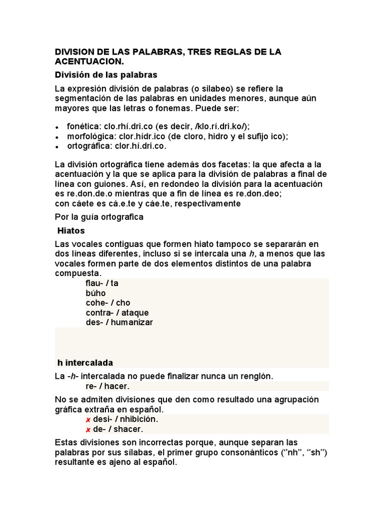 Reglas de División Silábica en Español | PDF | Lengua española | Sílaba