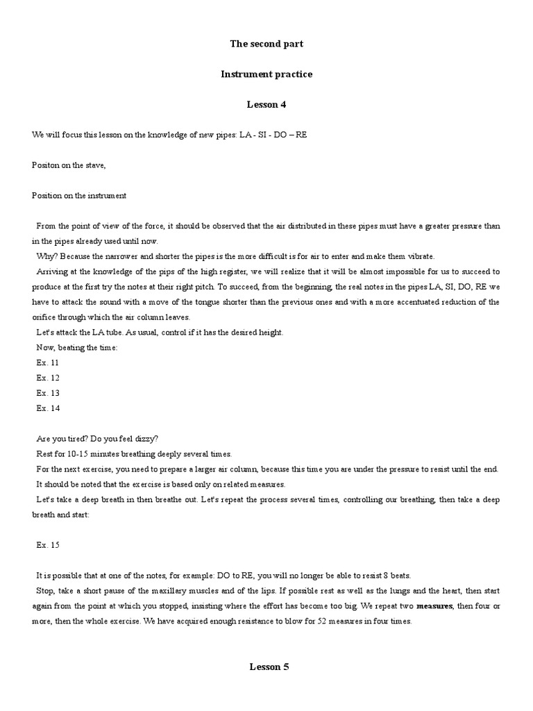 Pan Flute Lesson: Mastering Intervals | PDF | Tempo | Breathing