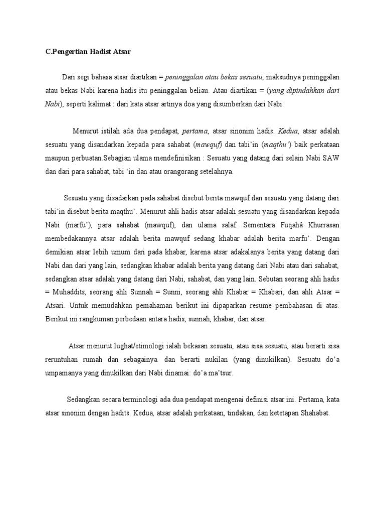Pengertian dan Definisi Atsar dalam Islam | PDF