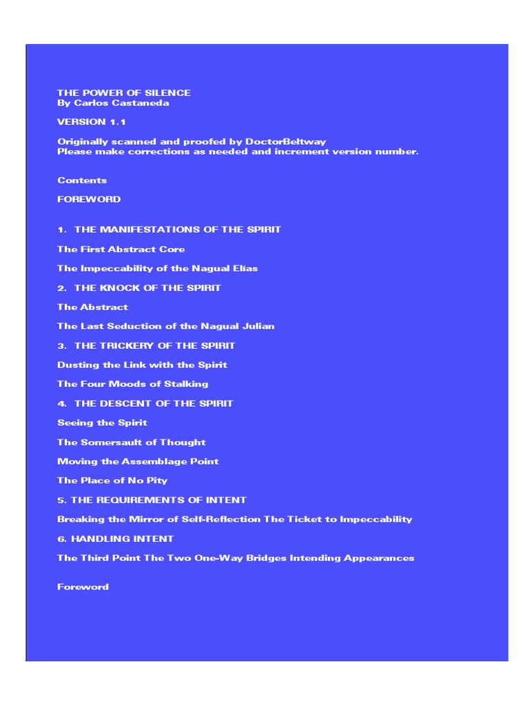 Contents The Power of Silence PDF Experience Mind