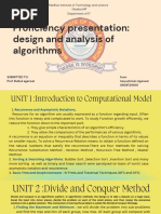 Proficiency Presentation: Design and Analysis of Algorithms