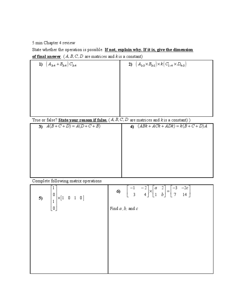 5 Min Chapter 4 Review | PDF