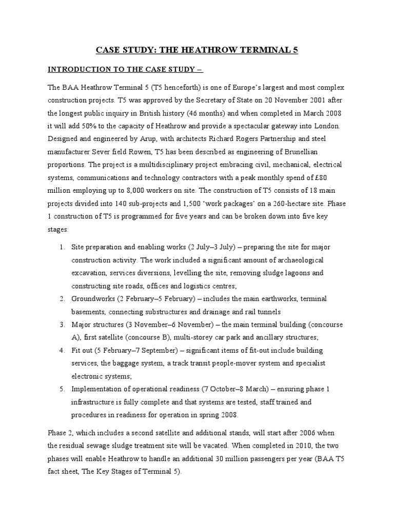 Heathrow Terminal 5 Project Case Study | PDF | Supply Chain | Economies