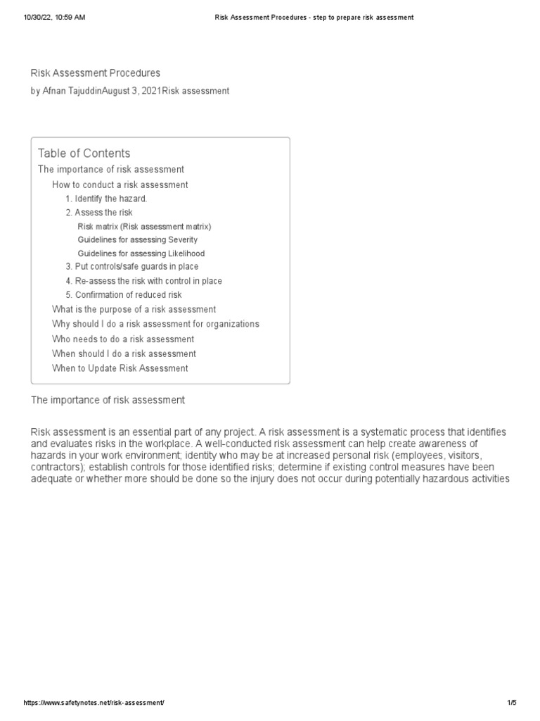 Risk Assessment Procedures Overview | PDF | Risk | Risk Assessment