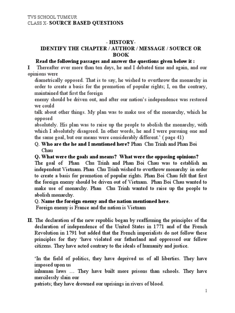 Source Based Questions