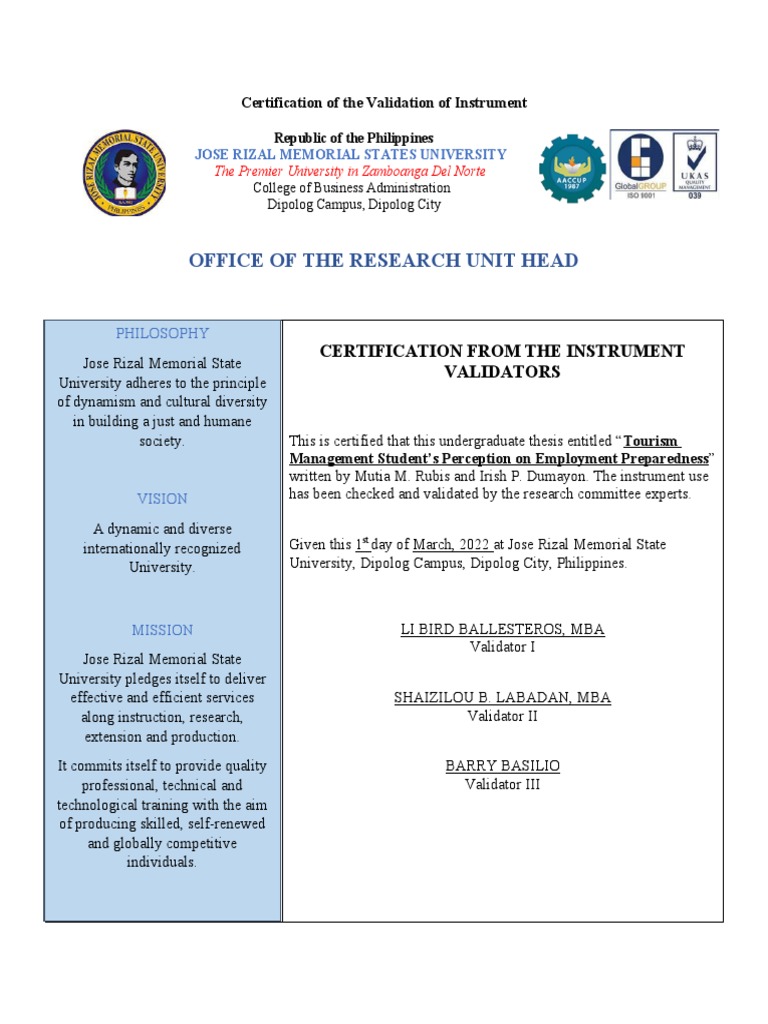 Validation of Thesis on Employment Preparedness | PDF | Career & Growth ...