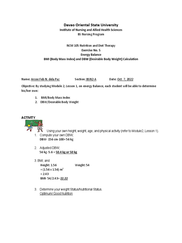 BMI, DBW, and TER Calculation Guide | PDF | Body Mass Index | Calorie